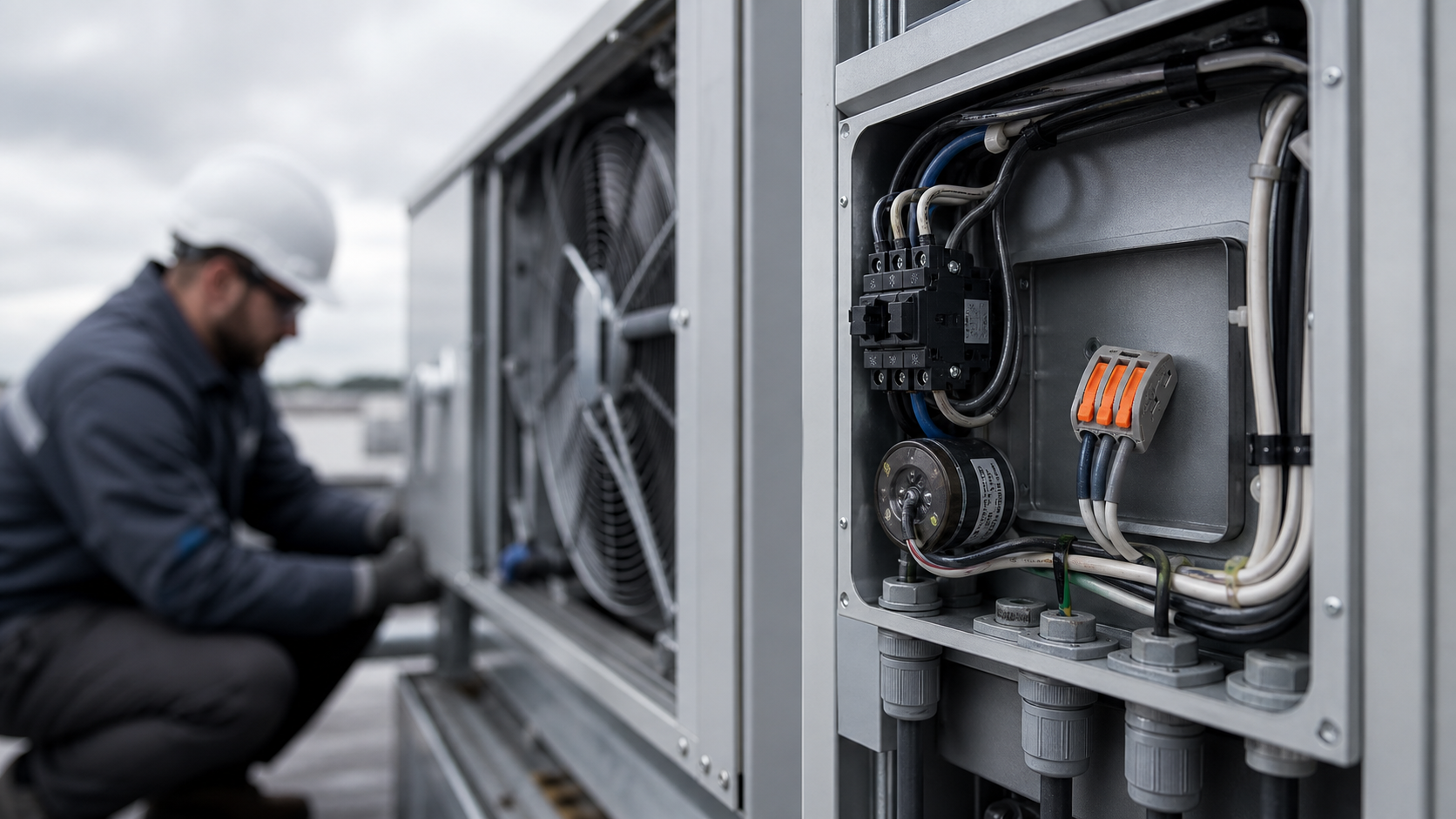 Protected wiring connection inside HVAC equipment